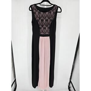 CONNECTED APPAREL BLACK AND PINK SHEATH MAXI DRESS Womens Sz 12
